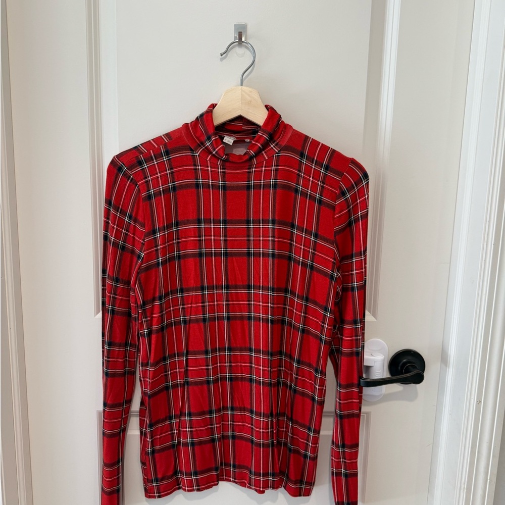 LOFT Red and Black Plaid Blouse